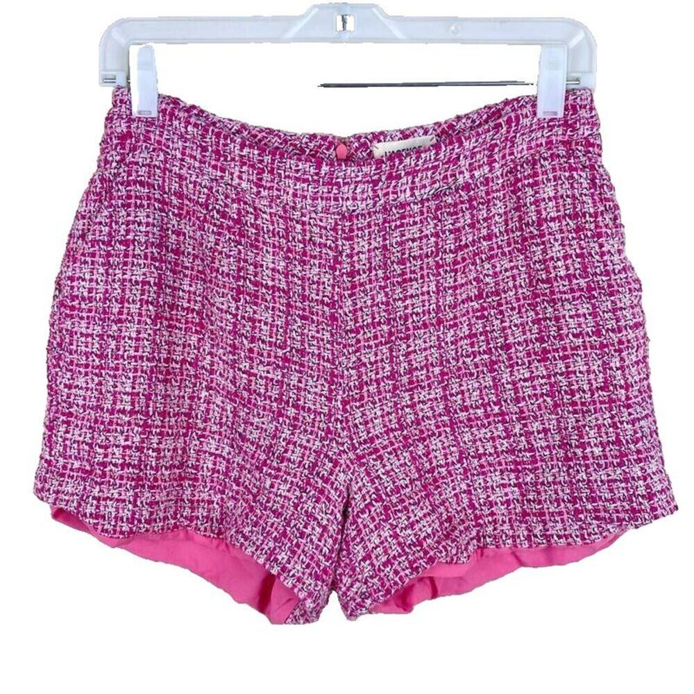 L'AGENCE Ashton Tweed Shorts Barbie Pink Size 6 Gingham Preppy Luxe Old Money